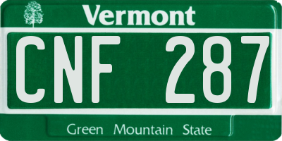 VT license plate CNF287