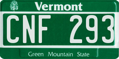 VT license plate CNF293