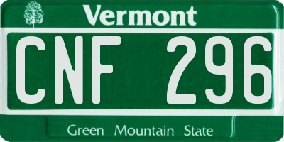 VT license plate CNF296