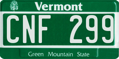 VT license plate CNF299