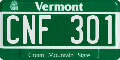 VT license plate CNF301