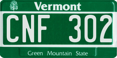 VT license plate CNF302