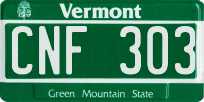 VT license plate CNF303