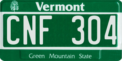 VT license plate CNF304