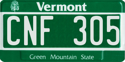 VT license plate CNF305