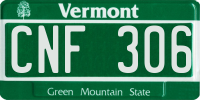 VT license plate CNF306