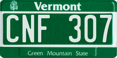 VT license plate CNF307