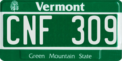 VT license plate CNF309