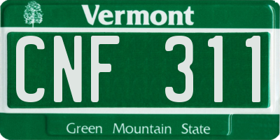 VT license plate CNF311