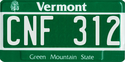 VT license plate CNF312