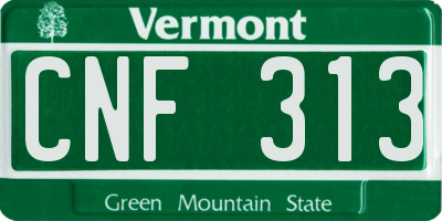 VT license plate CNF313