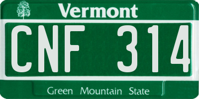 VT license plate CNF314