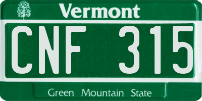 VT license plate CNF315