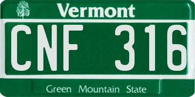 VT license plate CNF316
