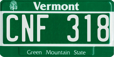 VT license plate CNF318