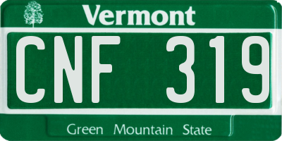VT license plate CNF319