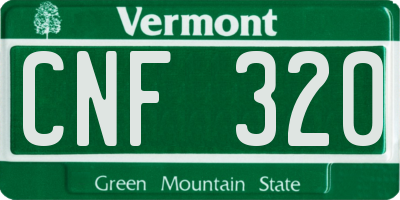 VT license plate CNF320