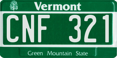 VT license plate CNF321