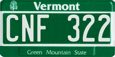 VT license plate CNF322