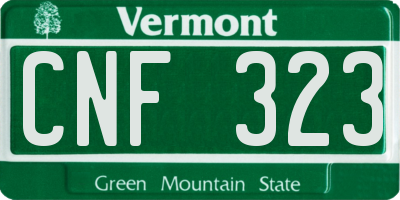 VT license plate CNF323