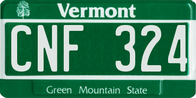 VT license plate CNF324