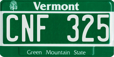 VT license plate CNF325