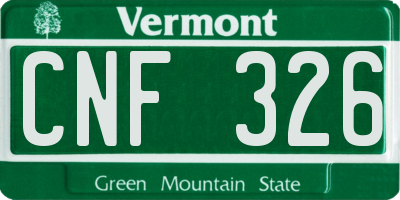 VT license plate CNF326