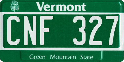 VT license plate CNF327