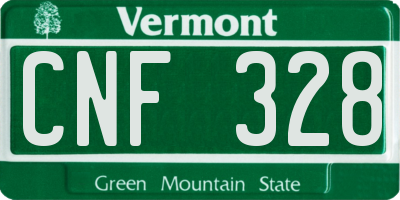 VT license plate CNF328