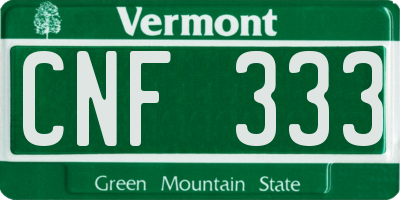 VT license plate CNF333