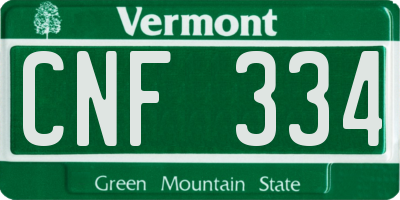 VT license plate CNF334
