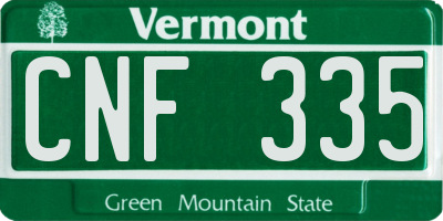 VT license plate CNF335