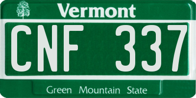 VT license plate CNF337