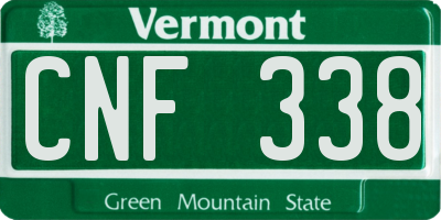 VT license plate CNF338