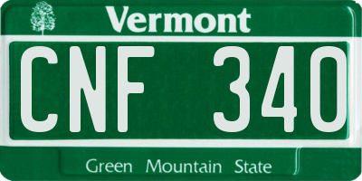 VT license plate CNF340