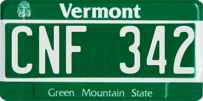 VT license plate CNF342