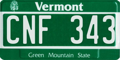 VT license plate CNF343