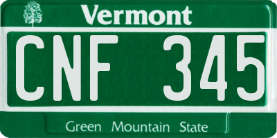VT license plate CNF345