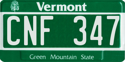 VT license plate CNF347