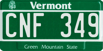 VT license plate CNF349