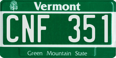 VT license plate CNF351