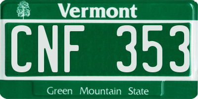 VT license plate CNF353