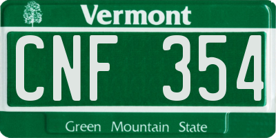VT license plate CNF354
