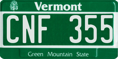 VT license plate CNF355