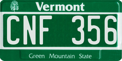 VT license plate CNF356