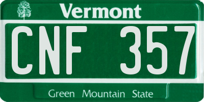 VT license plate CNF357