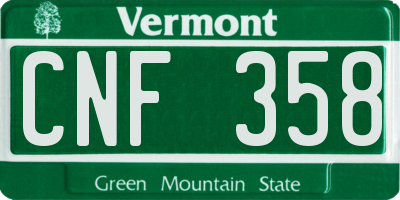 VT license plate CNF358