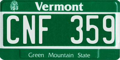 VT license plate CNF359