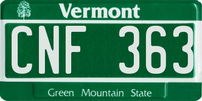 VT license plate CNF363