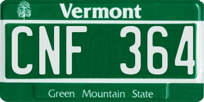 VT license plate CNF364
